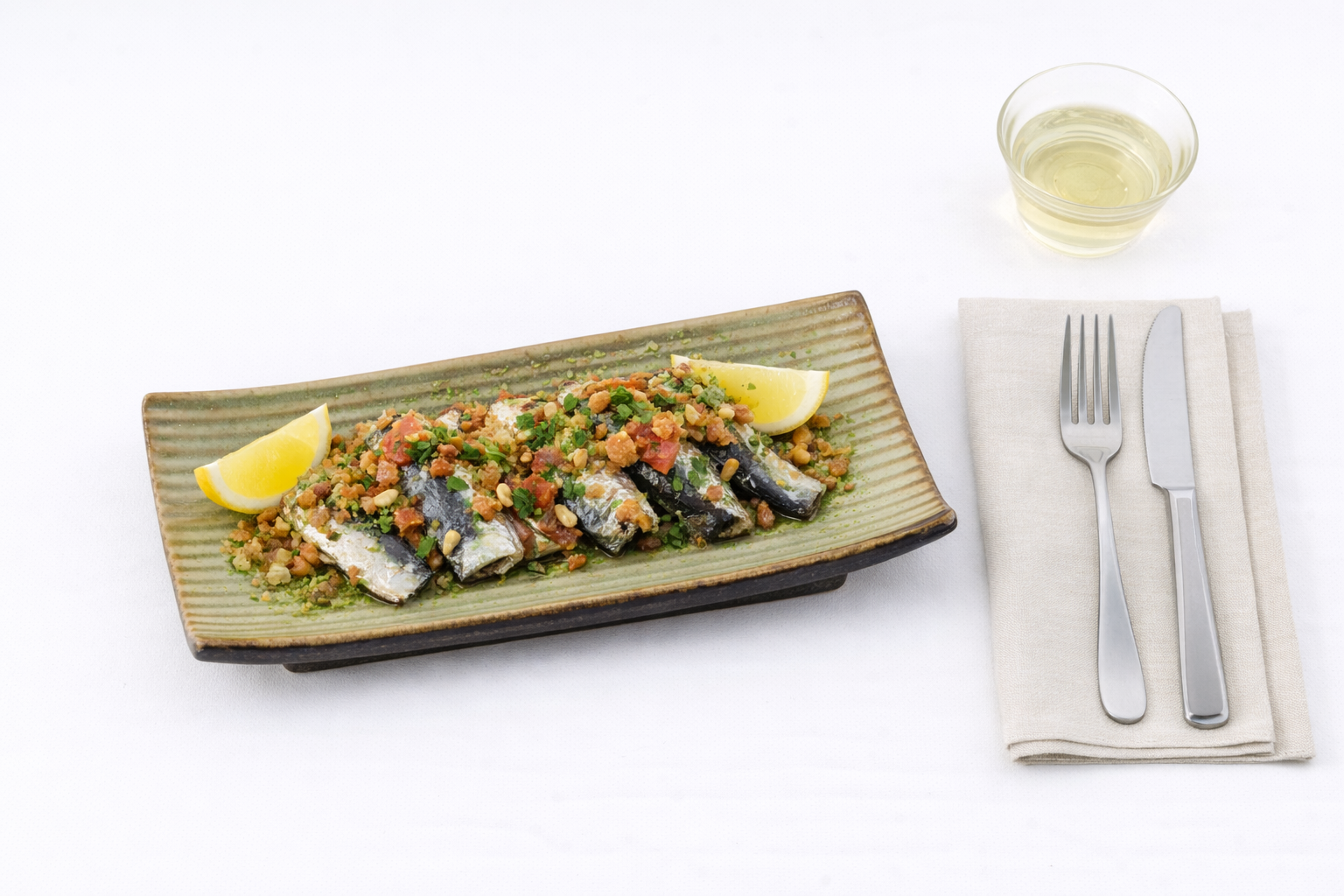 Herb-Crusted Grilled Sardines with Lemon Wedges – Lemon Moss
