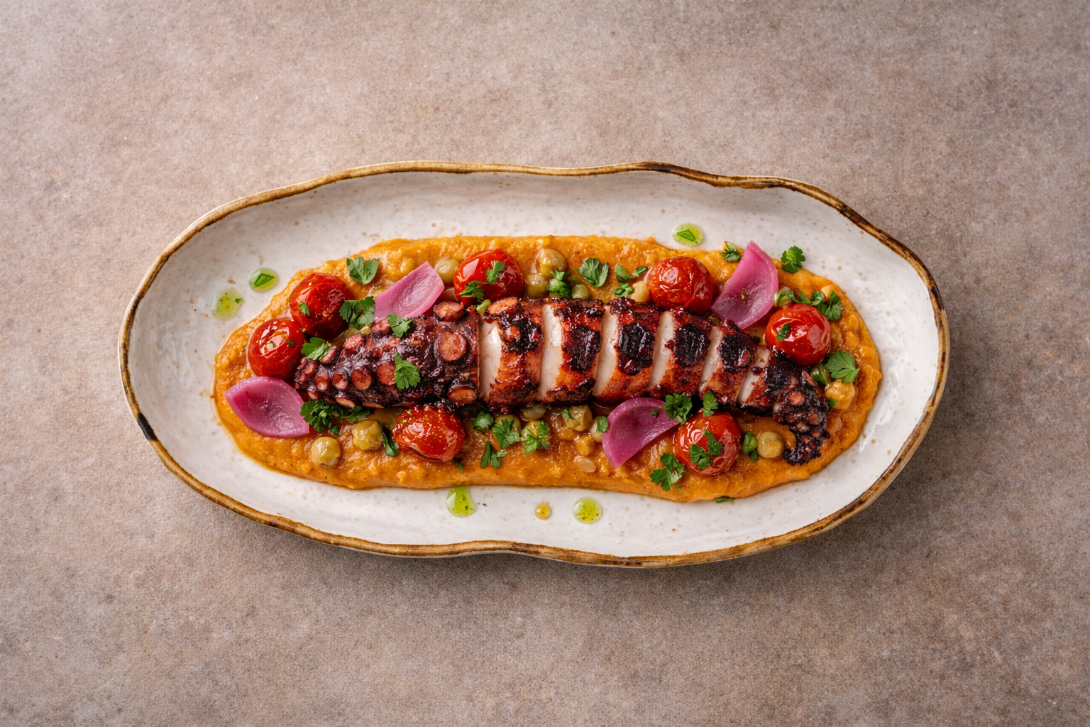 Grilled Octopus with Chickpea Purée – Golden Sands