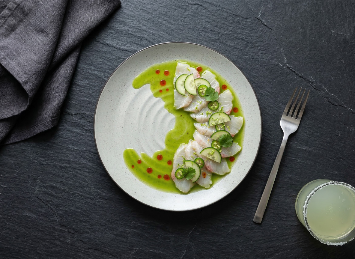 Red Snapper Aguachile, Cucumber & Lime – Pebble Mist